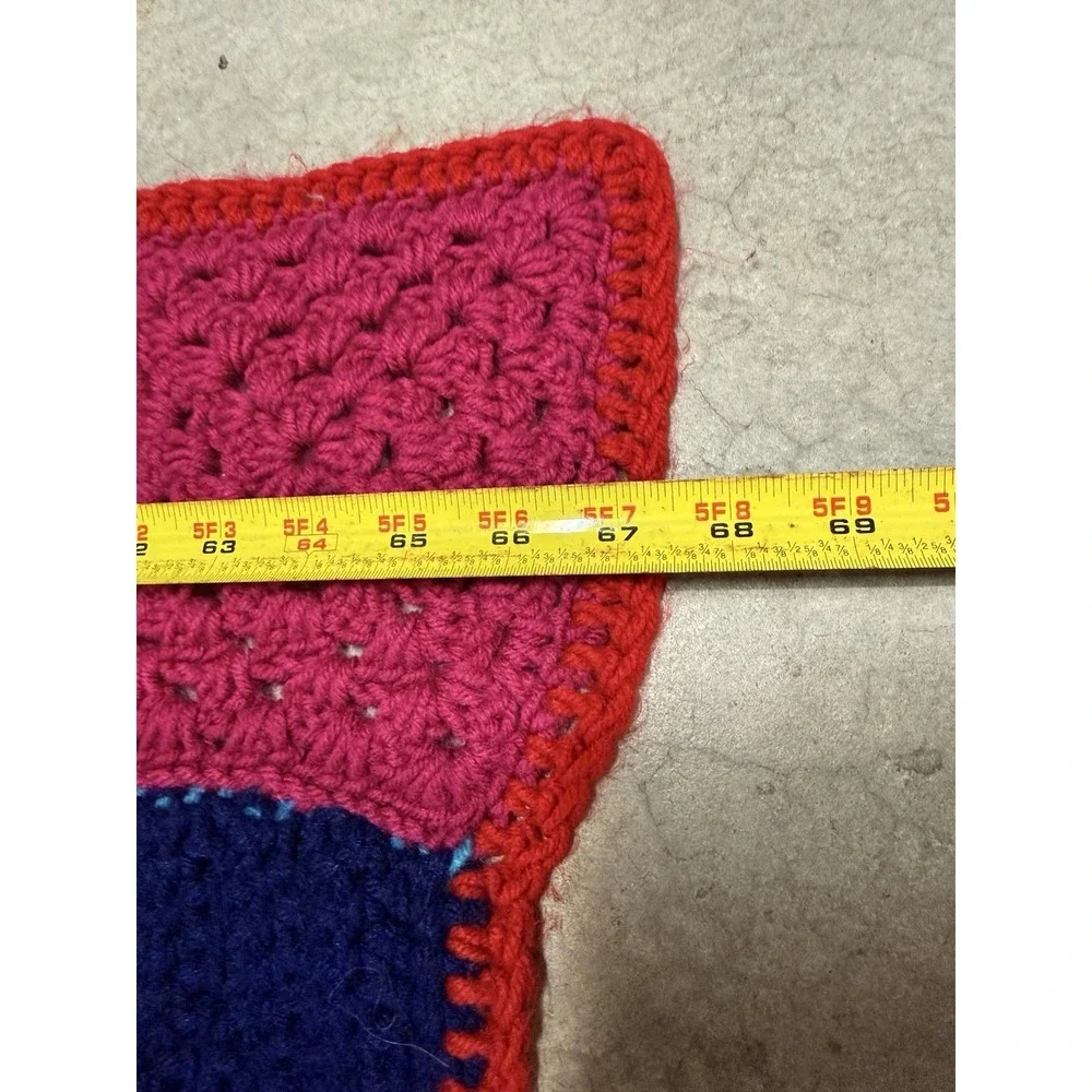 Vintage Handmade‎ Crochet Afghan Blanket Multicolor Granny Squares 66x50